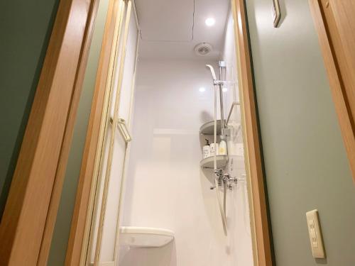 a small bathroom with a toilet and a shower at Cactus Inn / Vacation STAY 51551 in Miyazaki