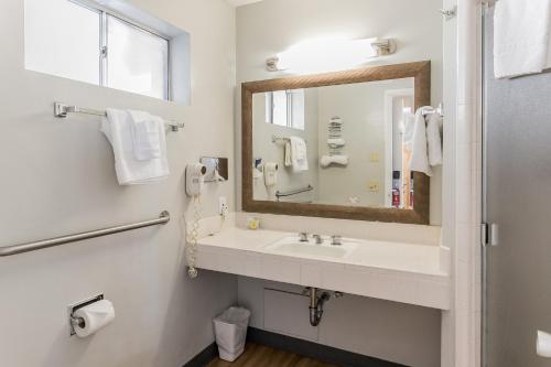 a bathroom with a sink and a mirror at Skylark Shores Resort in Lakeport