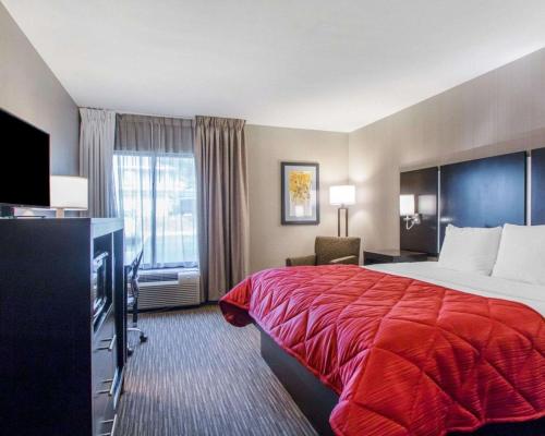 une chambre d'hôtel avec un lit et une télévision dans l'établissement Greenstay Inn & Suites Court View, à Springfield