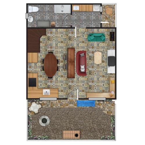 a rendering of a floor plan of a house at Glatigny Farmhouse - close to beach - proche de la plage in Glatigny