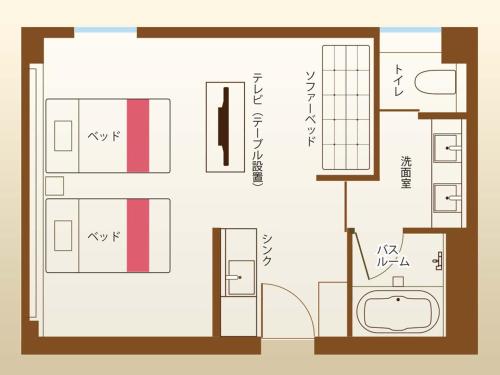 a floor plan of a house with architectural drawings at HOTEL OKINAWA WITH SANRIO CHARACTERS in Naha