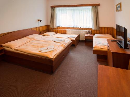 Cama o camas de una habitación en Hacienda ČERT Kořenov