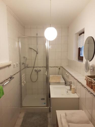 Bilik mandi di Ferienwohnung S. Armbruster