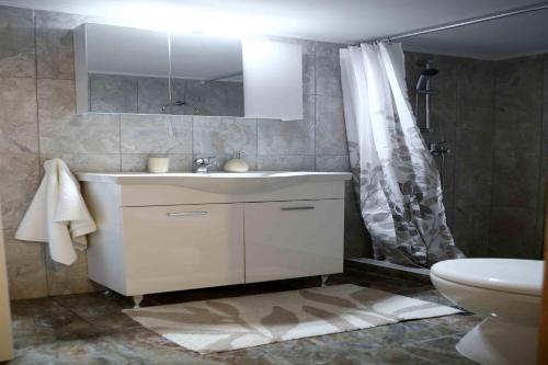 łazienka z umywalką i toaletą w obiekcie Best House, Anakreontos, Perivolaki, Nikaia, P... w Pireusie