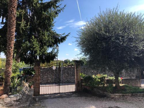 a gate in a garden with trees and bushes at Sun Garda in Ponti Sul Mincio