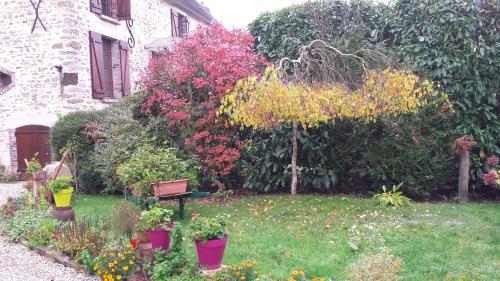 a garden with flowers and plants in a yard at Gîte l'École Buissonnière in Chéu