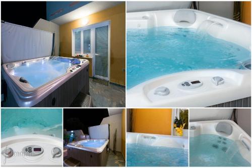 a collage of four pictures of a bath tub at House Moderna 2 in Crikvenica