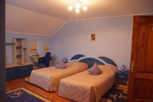 Giường trong phòng chung tại Pensiunea Andreea