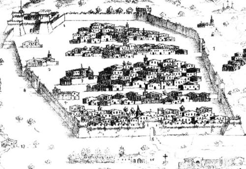 a black and white drawing of a city at Casa del Sole in Nicotera Marina