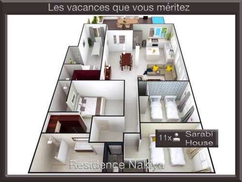 a rendering of a floor plan of a house at Résidence Nakiya in Sainte-Marie