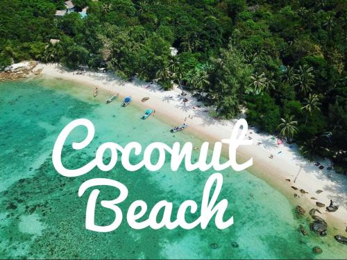 an aerial view of a beach in a resort at Coconut Beach Bungalows in Chaloklum