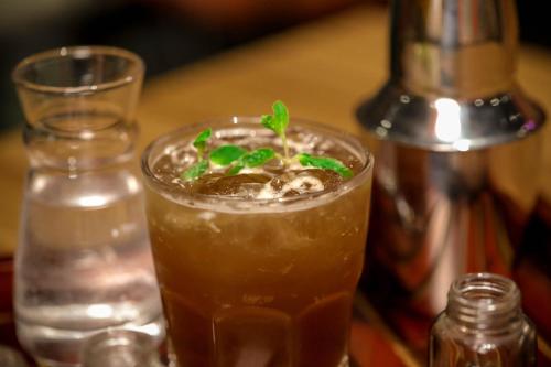 a drink in a glass with a plant on top at Hotel Imperial in Vasai