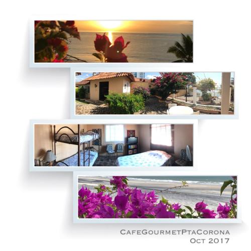 a collage of three pictures of a house at CafeGourmetPtaCorona in San Carlos