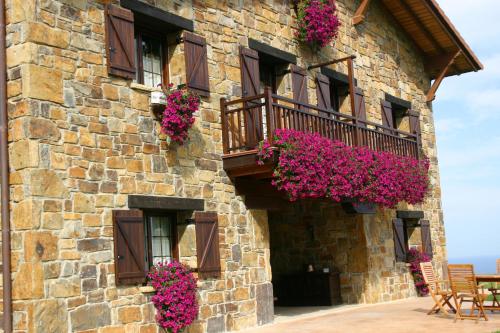 ベルメオにあるEco Hotel Rural Lurdeia - Adults Onlyの花の横の建物