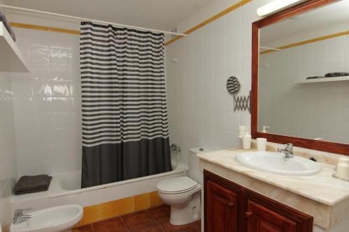 a bathroom with a sink and a toilet and a shower at Apartamento Casa Francis in Breña Baja
