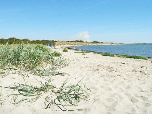 a sandy beach with grass on the side of the water at 8 person holiday home in Dannemare-By Traum in Dannemare