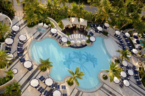 an overhead view of a pool at a resort at Loews Miami Beach Hotel in Miami Beach