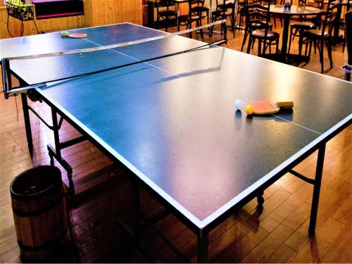 a ping pong table with ping pong balls on it at Kagura White Horse Inn in Yuzawa