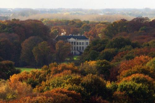 a building in the middle of a forest of trees at Parc Broekhuizen l Culinair landgoed in Leersum