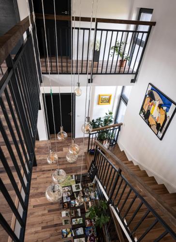an overhead view of a hallway with stairs and a room at B&B Villa Dolina Plitvice in Plitvička Jezera