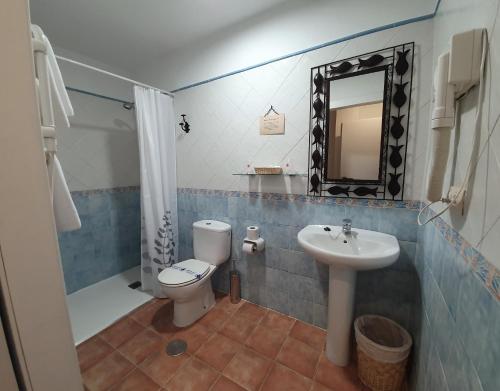 アリオンダスにあるLos Acebos Arriondasのバスルーム(トイレ、洗面台、鏡付)