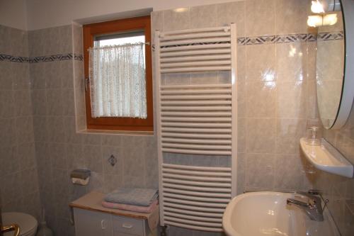 un baño con inodoro y lavabo en Mair am Hof - Farm - Maso - Bauernhof, en San Lorenzo di Sebato
