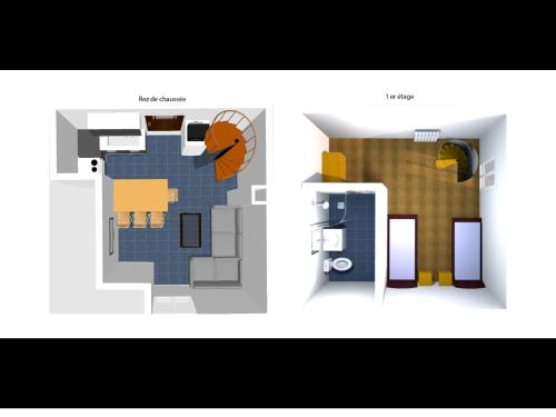 a floor plan of a house with a basketball at Le Petit Gite O Pré in Beaubec-la-Rosière