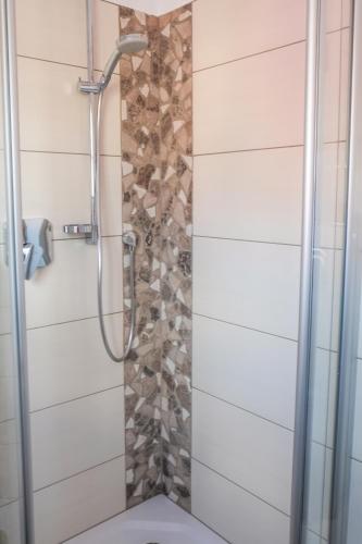 a shower in a bathroom with a toilet at Feriendomizil "Alte Post" II in Pronsfeld
