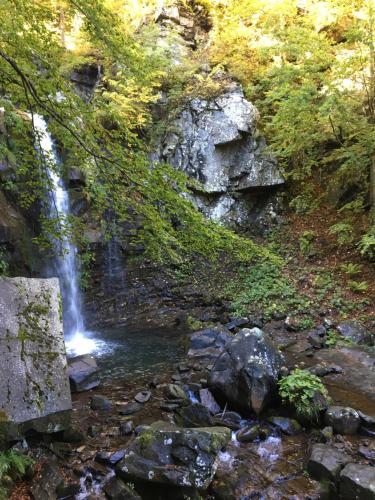 a waterfall in the middle of a creek at B&B Antico Mulino in Camugnano
