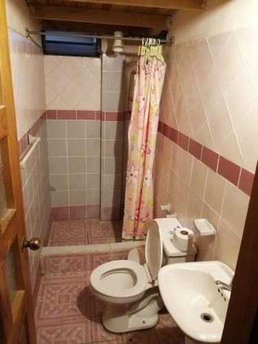 a bathroom with a toilet and a sink at Casa Hospedaje Playas in Playas