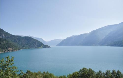 a view of a lake with mountains in the background at 1 Bedroom Cozy Home In Vallavik in Kaland