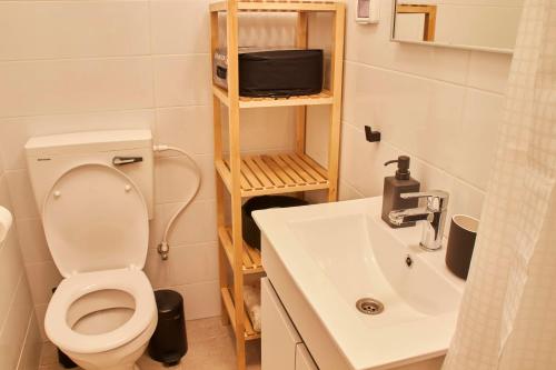 a bathroom with a toilet and a sink at Roza Apartment in Tel Aviv