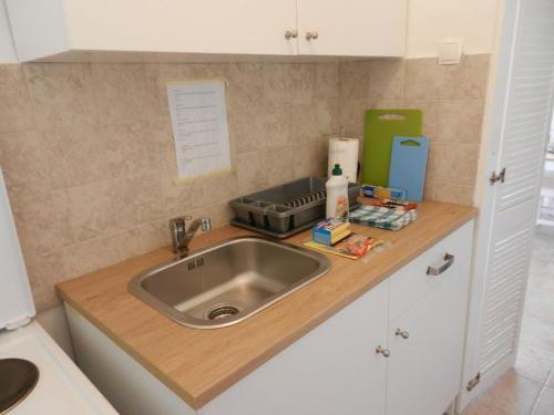 een aanrecht met een wastafel in de keuken bij Apartments Andri - 5m from beach in Petrcane