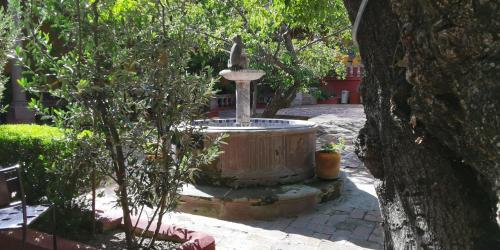 a fountain with a bird sitting on top of it at Hotel Sautto in San Miguel de Allende
