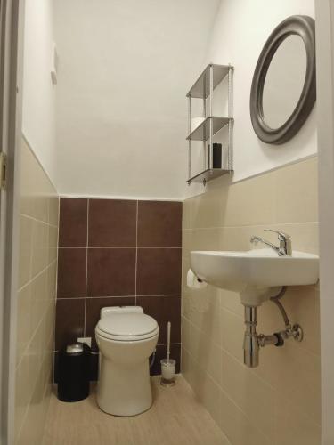 a bathroom with a toilet and a sink at Casa Rural San Blas in Sanjuanejo