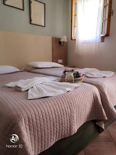 Ένα ή περισσότερα κρεβάτια σε δωμάτιο στο Hill Lofos Hotel