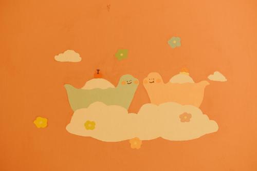 an illustration of three icebergs on the clouds at Red Letter Day in Tainan