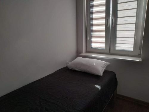 Mieszkanie Nad Sanem في سانوك: سرير في غرفة مع نافذة