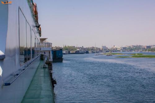 a view of a river from the side of a ship at GTS Nile Cruise Luxor Aswan every monday from Luxor friday from Aswan in Luxor