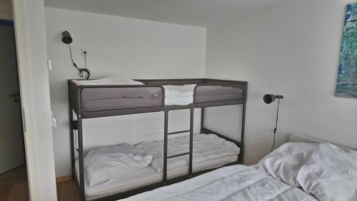 a couple of bunk beds in a room at Ferienhaus Saremba in Joachimsthal