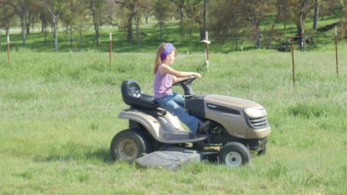 a young girl riding on a toy tractor at The Branded Calf Bed & Breakfast in Squaw Valley