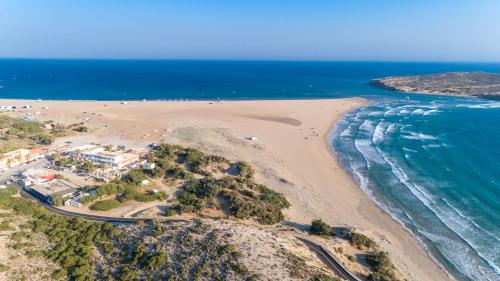 an aerial view of a beach and the ocean at Zanetos Prasonisi in Prasonisi