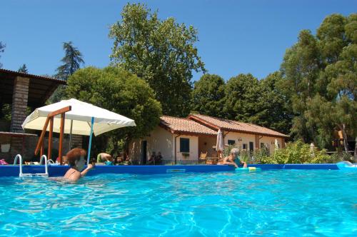Castel Madama的住宿－瓦萊德格利阿爾斯旅館，一群人在游泳池里