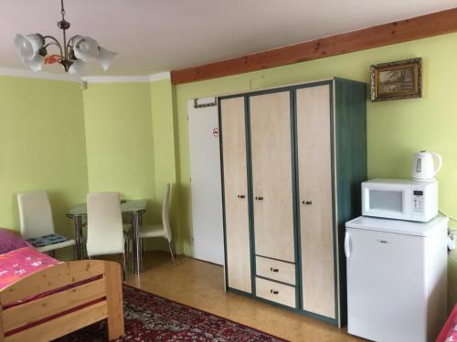 ムラダー・ボレスラフにあるModrý Pensionの小さな客室で、冷蔵庫、電子レンジが備わります。