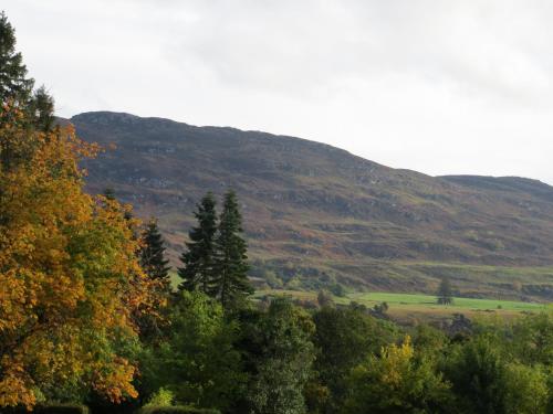 a view of a hill with trees and a field at Glenwood Apartment at The Highland Club in Fort Augustus