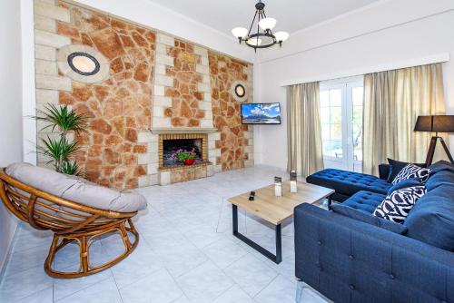 Ruang duduk di Platanias Villa Spyros