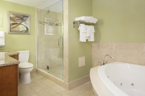 y baño con bañera, aseo y ducha. en Holiday Inn Columbia East-Jessup, an IHG Hotel, en Jessup