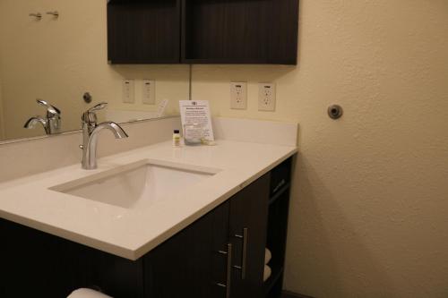 eine Badezimmertheke mit einem Waschbecken und einem Spiegel in der Unterkunft Candlewood Suites Nashville - Goodlettsville, an IHG Hotel in Goodlettsville