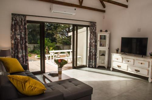 un soggiorno con divano e TV di Lavinia Lifestyle a Stellenbosch