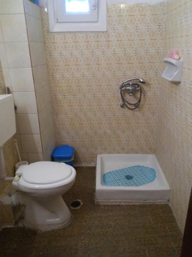 a bathroom with a toilet and a bath tub at Dimitris Apartments Messongi in Mesongi